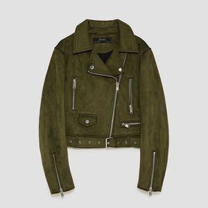 Zara NWOT Suede Zip-Up Moto Jacket